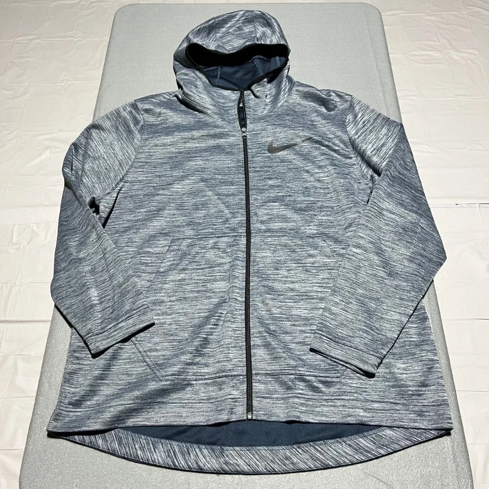 Nike Dri-FIT Full Zip Hoodie Mens XXL Blue Grey Space Dye Heather Athletic
